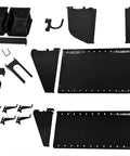 Slotted Tool Board Workstation Accessory Kit For Pegboard Black Secure Hook Engagement Rust Resistant Baked On Finish Durable