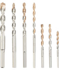 DEWALT 7-piece masonry drill bit set for concrete and block; silver bits with bronze tips