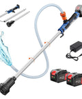 Cordless Stick Water Transfer Pump With 6.5 Ft Extended Hose, Dual 4000mAh 21V Batteries, Makita Compatible, 720 Gallons Per Hour, 32 Ft Head