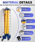 Heavy Duty Portable Welding Table And Folding Scaffolding Platform With Four Smooth Rollers, height adjustable steel workbench showcasing materials used.