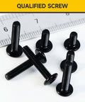 M6 Flat Head Hex Socket Cap Screws Set, 25 Pcs In 12, 16, 20, 25, 30 Mm Sizes, 304 Stainless Steel With Black Oxide Finish
