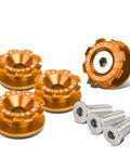 Orange Quick Release Bumper Fastener Kit for Car Bumpers and Trunk, Aircraft Grade Aluminum, Set of 4 Fasteners, Drilling Required for Installation
