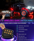 Off-road scene with illuminated 8 Gang Wireless Switch Panel With Remote Control for Off Road Trucks SUVs UTV RV 165 Ft Range
