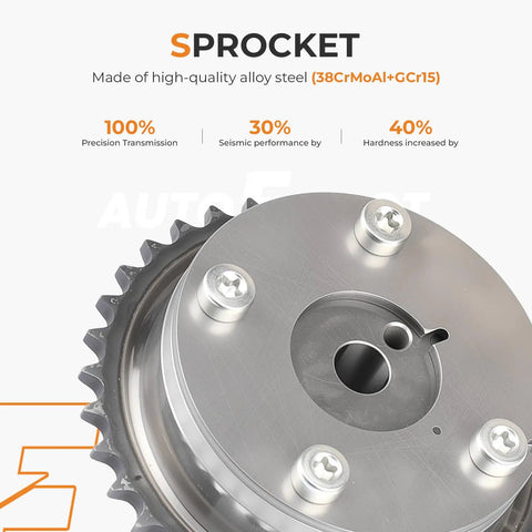 Close-up of VVT sprocket made of 38CrMoAl+GCr15 for Beefed Up Timing Chain Kit With VVT Sprocket For 2.5L And 2.7L Engines