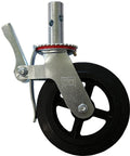 Heavy Duty 8 Inch Rubber Scaffold Caster Wheels Set Of Four Rock Solid Swivel Casters With Dual Brakes And Greaseable Bearings Built Tough For The Daily Grind 800 Lb Capacity detailed view of caster with brake mechanism