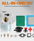 Carburetor For 6.75HP 190CC 675 Series Engine Compatible With Toro 22 Recycler Mower Craftsman TB230 Troy Bilt Lawn Mower Plus DIY Ready Easy Install Fitment, shown with installation kit components.