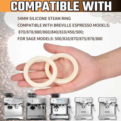 Hand holding 54mm Silicone Steam Ring 2 Pack Gasket Replacement For Sage Espresso Machines And Other Compatible Models 870 878