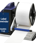 GoDEX T10 Label Rewinder Machine For Desktop And Industrial Printers featuring a compact build and variable speed control.