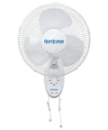 16 Inch Oscillating Wall Mount Fan With 3 Quiet Speeds Space Saving White Corded Air Cooling Unit For Homes Garages Gyms Workshops Greenhouses Easy Pull Cord Controls And Strong Airflow