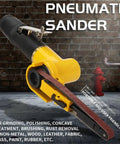 Rock Solid Air Belt Sander And Pneumatic Angle Grinder Featuring adjustable grinding settings and ergonomic handle for low vibration work.