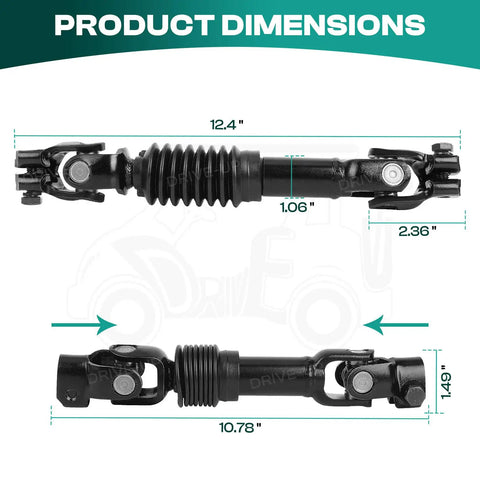 EZGO TXT Golf Cart Steering Shaft Assembly Joint Replacement For 2001 And Up Models 70580-G01 Durable Intermediate Upgrade For Gas And Electric Carts Easy Install Smooth Handling Long Lasting Performance, black metal shaft, 12.4 in
