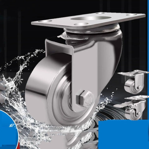 Heavy Duty Industrial Castors Set Of 4 With Brakes Tough As Nails Stainless Steel 304 Rust Proof Caster Wheels detail with water splash