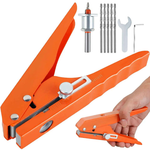 Handheld Single Hole Puncher For Paper And PVC, Heavy Duty Edge Banding Punching Tool, includes 5/16 inch punch and wrench set