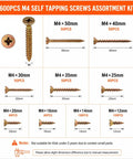 Massive 600 Piece M4 Wood Screw Kit With Storage Box And Driver Bit Nine Common Sizes M4 12 14 16 20 25 30 35 40 50 Mm Phillips Flat Head Self Tapping Screws For Woodworking Furniture Repair And DIY diagram