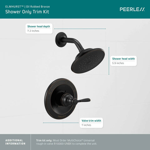 Elmhurst Shower Trim Kit For Shower Only Without Tub Spout Oil Rubbed Bronze Finish With Easy Clean Touch Clean Spray Holes