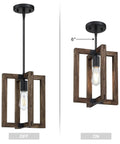 Three Pack Farmhouse Pendant Lights Kit With Adjustable One Light Wood Body Semi Flush Mount Ceiling Fixtures In Black Finish