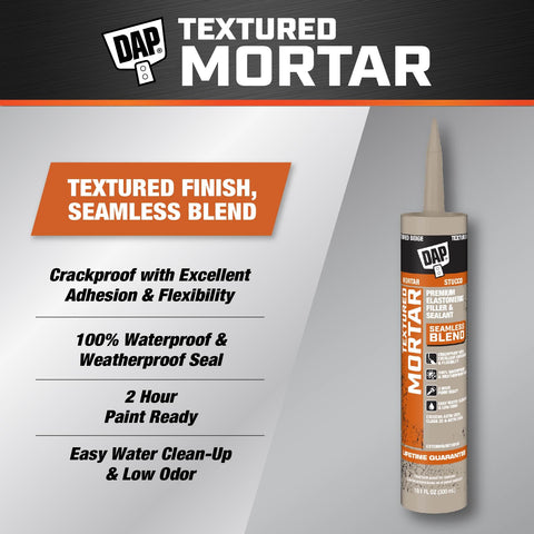 Textured Mortar Filler And Sealant For Concrete And Masonry, Premium Elastomeric Latex Caulk, Interior And Exterior Use, Beige, 10.1 Oz.