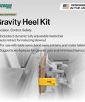 Gravity Heel Kit Pushblock Accessory For Table Saws And Jointers, auto retract system securing wood for precise cuts.