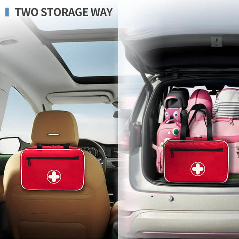 Portable First Aid Bag With Reflective Strips Empty Emergency Trauma Kit Multi Compartment Medical Organizer in car