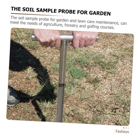 Heavy Duty Stainless Steel Soil Sample Probe Core Sampler With T Handle For Pro Grade Agricultural Testing And Garden Lawn Care Durable Metal Sampler Tool For Easy Core Extraction in use on soil