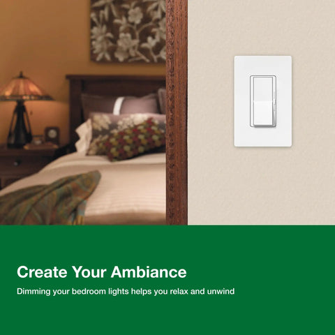 Smooth LED Dimming Diva Switch for Dimmable LED Halogen and Incandescent Bulbs No-Fuss Setup 150 Watt Light Almond in bedroom