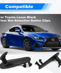 4Pcs Car Floor Mat Clips Set Non Slip Floor Carpet Clips Fixing Hooks For Toyota Lexus Cars Black next to blue car