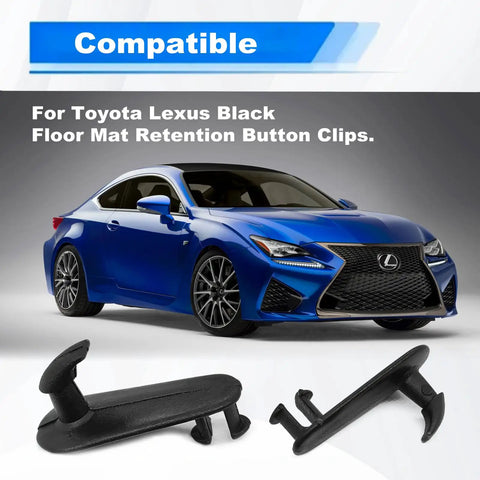 4Pcs Car Floor Mat Clips Set Non Slip Floor Carpet Clips Fixing Hooks For Toyota Lexus Cars Black next to blue car