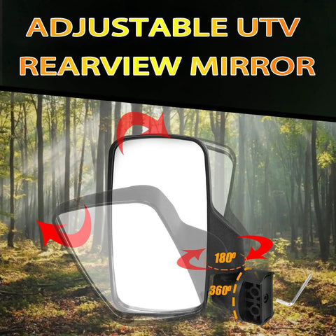 Dope Wide Angle Rear View Mirror Pair With Breakaway Adjustable Clamp Mount For Off Road Side By Side, shown in forest