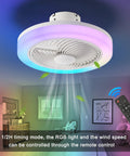 18 Inch Bladeless Ceiling Fan With Light And Remote For A Cool Bedroom Vibe, displaying LED light and remote control in a room.