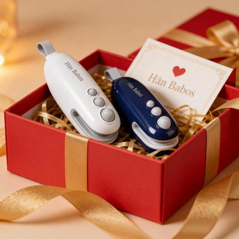 2 In 1 Bag Sealer With Cutter Portable Rechargeable Heat Sealer With Magnetic For Chips Snacks White and blue sealer gift set