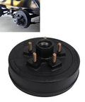 Top Shelf 10 Inch Heavy Duty Trailer Brake Hub Drum Assembly for 3500 lb Axles, showcasing the five on 4.5 bolt pattern.