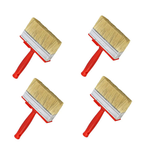 Four Piece Pro Grade Stain Applicator Set With Natural Bristles For Deck And Furniture Coating Projects, Rustproof Ferrules