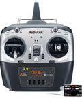 Front view of 8 Channel 2.4GHz RC Remote Transmitter With R8EF Receiver, Dual Stick Controller, Mode 2, for airplanes boats cars and more