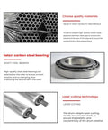 Close-up of carbon steel pipe and stainless steel bearings in Built Tough Stainless Steel Conveyor Rollers 12 Mm Diameter Smooth Glide Non Powered Idlers.