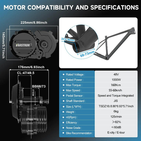 48V 1000W Mid Drive Ebike Conversion Kit With 160Nm Torque Sensor IPX6 Waterproof Upgrade Beast Mode Power Fits BB 68 To 73mm For Mountain And Road Bikes Includes Display And Optional Battery