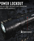 G60R 1000 Lumen Waterproof Rechargeable LED Flashlight Two Pack With Power Lockout feature on wet surface indoors or outdoors