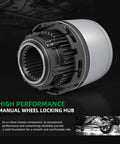 Manual Wheel Locking Hub Actuator Assembly For Ford Ranger 1998-2003, Ford Explorer 1995-2001, Mazda B Series Pickup 1998-2009, showing a high-performance hub with die-cast aluminum housing
