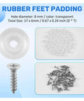 Image showing 200Pcs Screw On Rubber Feet With Stainless Steel Washers For Furniture Tables And Chairs Legs, 17mm diameter, 6mm thick.