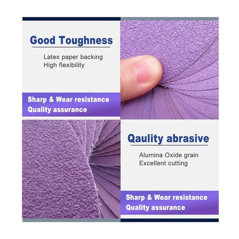 Top Shelf 5 Inch Sanding Discs With Hook Loop Backing For Super Fast Changes On Wood Furniture Metal Grinding And Auto Polishing Projects In 60 To 10000 Grit Range Including Pro Grade 20 Pack displaying durability and abrasiveness features.
