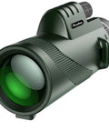 12X 60mm Monocular with Phone Adapter, Tripod and Strap for Bird Watching, Hiking, Concerts, Sports, Travel and Grab and Go Scenic Views, BAK4 Prism for Clear HD Imaging, Lightweight Night Vision Friendly, All Purpose Monocular, green close-up
