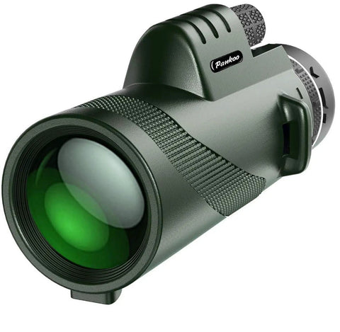 12X 60mm Monocular with Phone Adapter, Tripod and Strap for Bird Watching, Hiking, Concerts, Sports, Travel and Grab and Go Scenic Views, BAK4 Prism for Clear HD Imaging, Lightweight Night Vision Friendly, All Purpose Monocular, green close-up