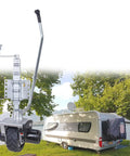 Gesaides Electric Trailer Mover Dolly With 550W Motor boosts towing capacity, showcasing the dolly attached to a camper.