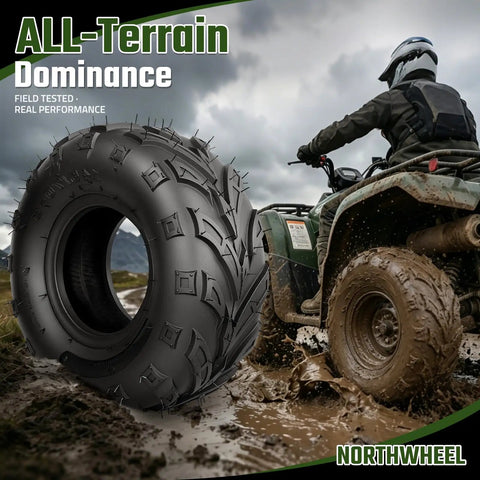 Hardcore 145/70-6 All Terrain Tires for ATV Go Kart Mini Bike in mud with aggressive tread design