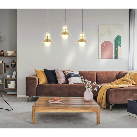 35 Inch Brass Gold Modern Retro Hurricane LED Pendant Light Fixture With Adjustable Hanging Height Frosted White Glass And Metal Shade