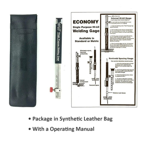 Hi Lo Internal Welding Gage For Measuring Internal Misalignment And Fit Up Shop Grade Stainless Steel Inch Gage Ranges 0 To 0.15625 Inch Misalignment And 0 To 0.1875 Inch Gap Single Purpose Welding Tool in leather pouch with manual