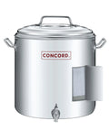 Heavy Duty Stainless Steel Insulated Double Wall Stock Pot Keeps Grub Bangin Hot Or Bone Chill Long For Catering Duties And Backyard Boils With A Massive Forty Quarts, featuring a direct flame base and ball valve.