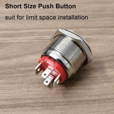 Rugged 19mm Stainless Steel Momentary Push Button Switch With Blue LED Waterproof 4 Pin SPST Built To Last 20A 12 To 24V