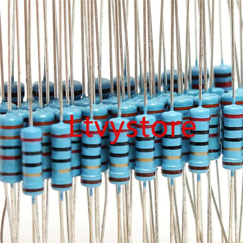 Close-up of 1 Watt Resistor Kit With 1000 Piece 100 Values Metal Film Resistors From 1 Ohm To 1 Meg Ohm 1 Percent Tolerance For Arduino DIY Nerds