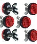 Red Reflectors Motorcycle License Plate Bolts And Nuts Kit With Mini Decorative M5 Screws For Bike 6 Piece Dope Finish