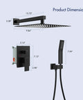 Product dimensions for 10 Inch Matte Black Shower Set With Square Rain Head And Handheld, Wall Mounted Rainfall Fixtures